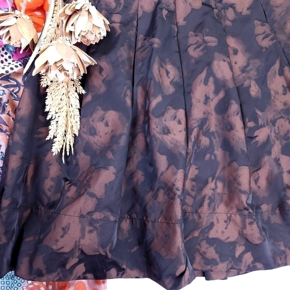 New Talbots Black Brown Floral Skirt Sz 4P - Picture 5 of 13